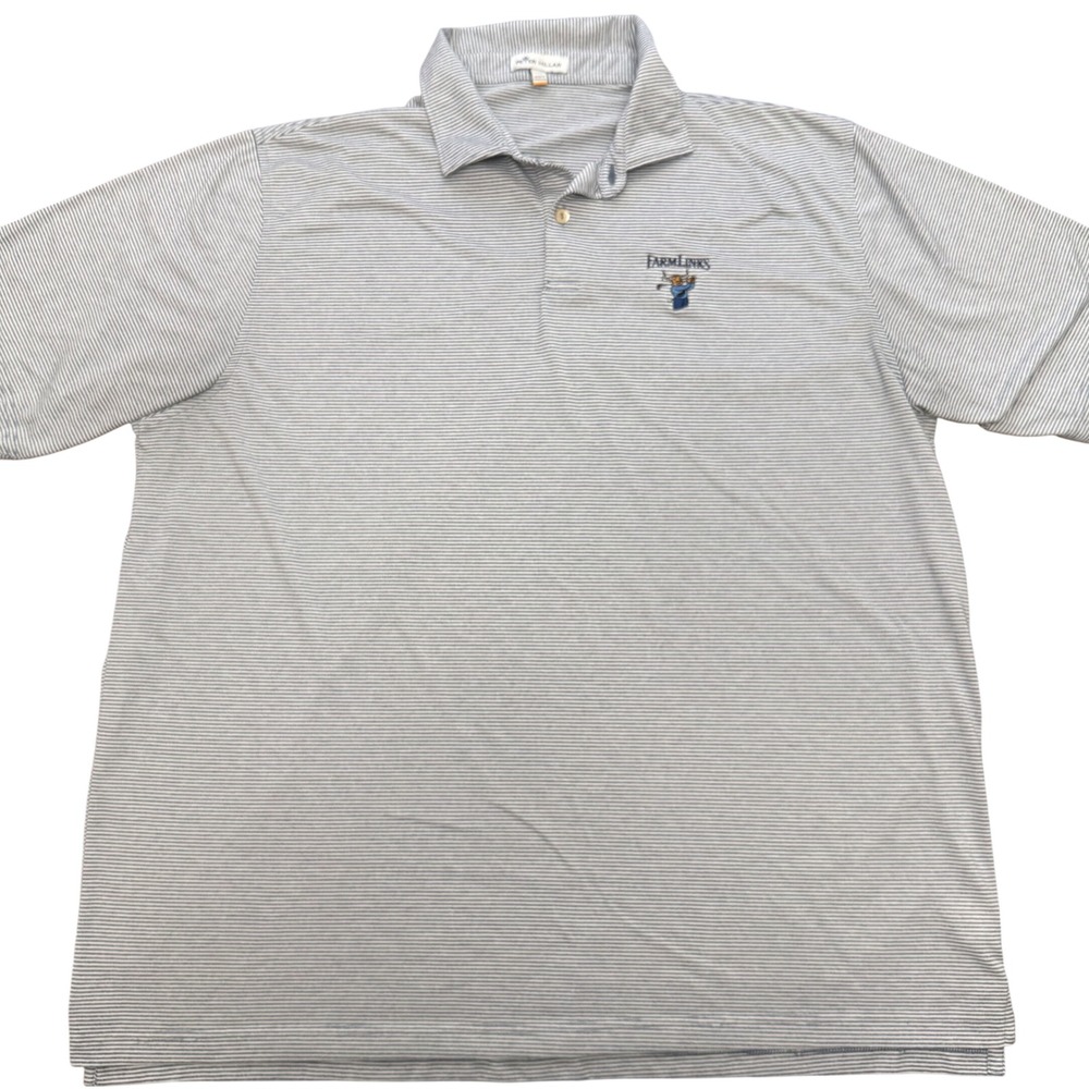 Peter Millar Mens Performance Jersey Polo Shirt FarmLinks Striped XXL Polyester